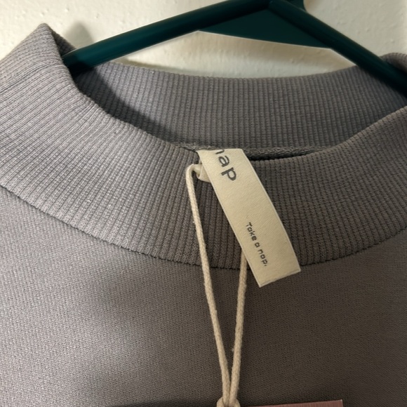 NWT Nap Loungewear Drawstring High Neck Sweatshirt Gray S - Picture 3 of 7